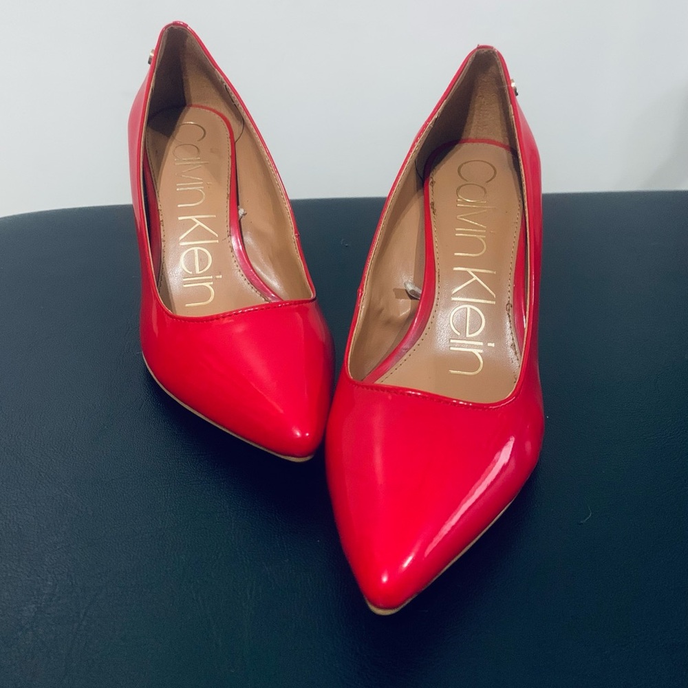 Calvin Klein Vibrant Red Patent Heels